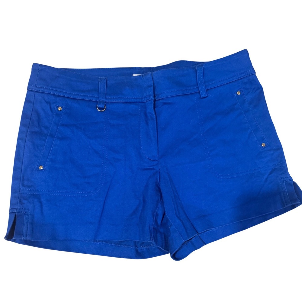 Cache Womens Royal Blue Stretch Cotton Utility Shorts Size 8 Gold Hardware
